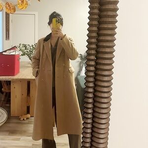 Vintage 90s Cashmere and Wool Double Breasted Coat